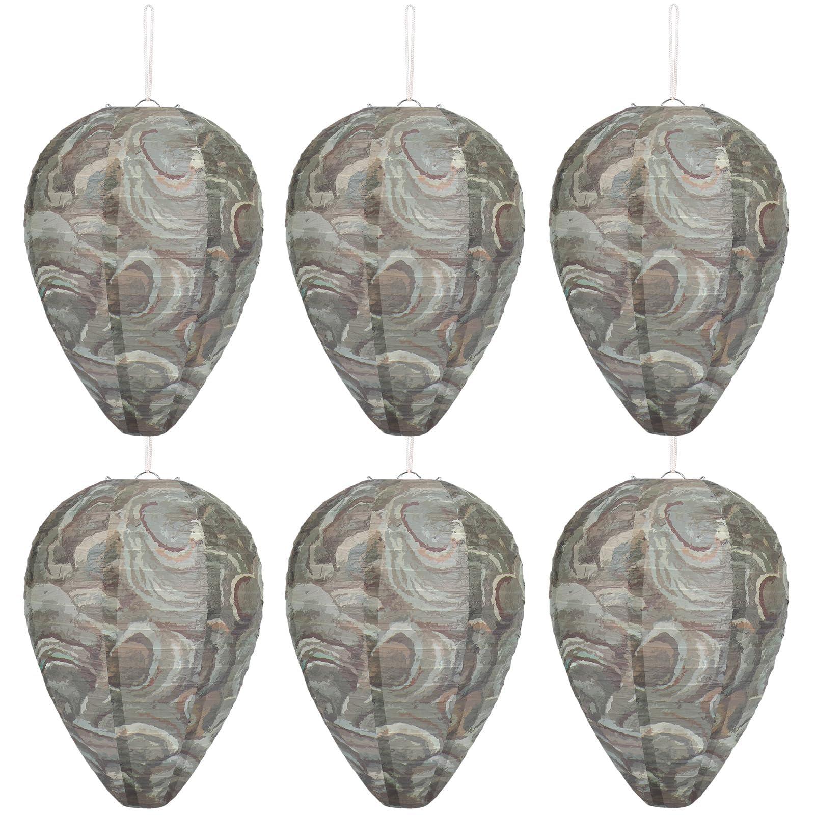 DECYOOL 6-pack dark green wasp nest decoy deters wasps with a realistic hive look.