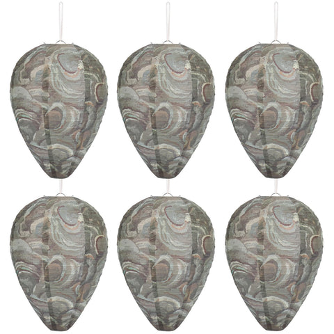 DECYOOL 6-pack dark green wasp nest decoy deters wasps with a realistic hive look.