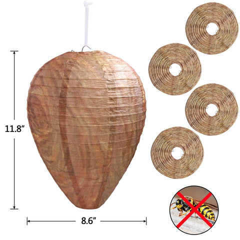 DECYOOL nest decoy shows 8.5-inch diameter for realistic deterrence.