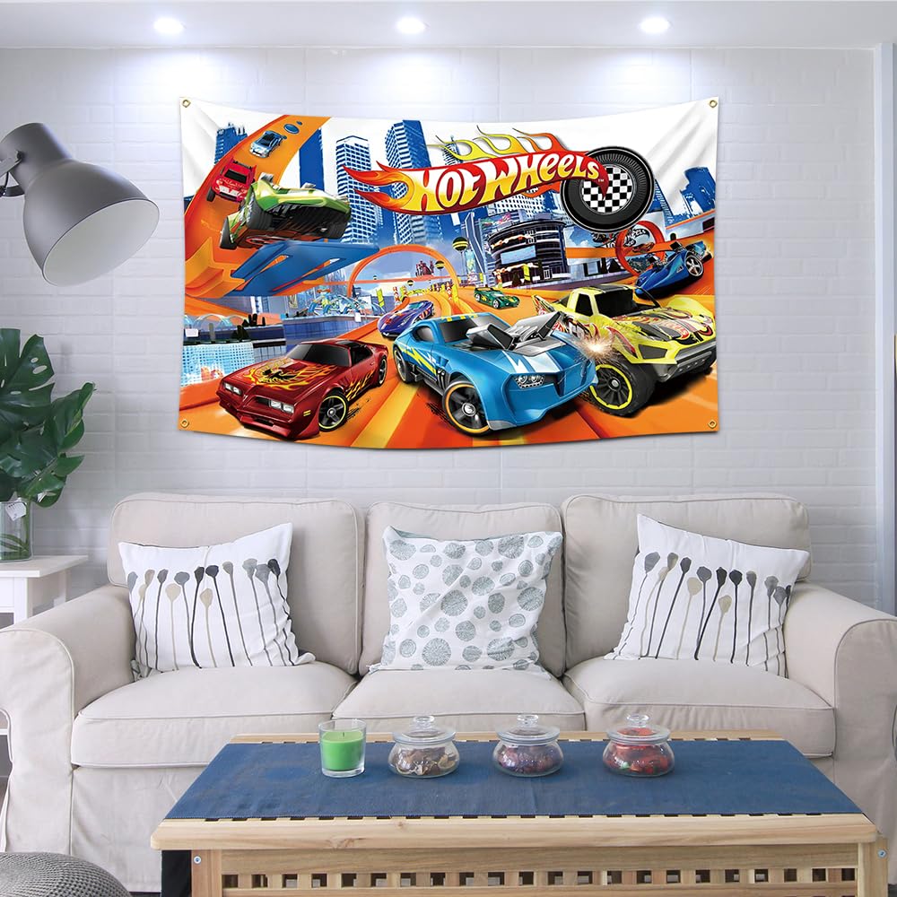 DecrPlus Hot Cars Banner close-up stitching ensures durable outdoor use.