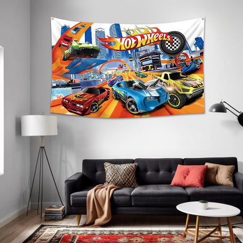 DecrPlus Hot Cars Banner hanging outdoors adds festive charm.