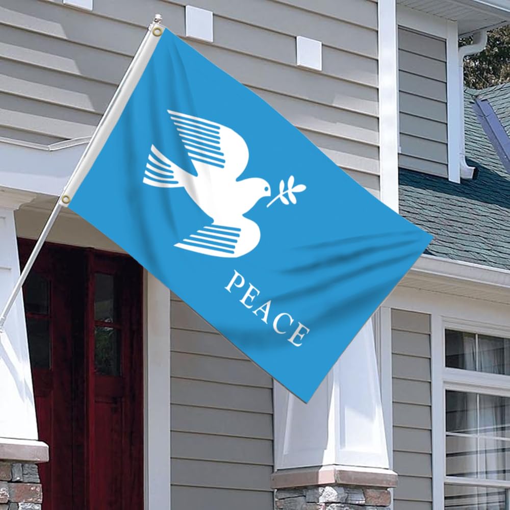 DecrPlus Peace Dove banner installed outdoors for events and celebrations.