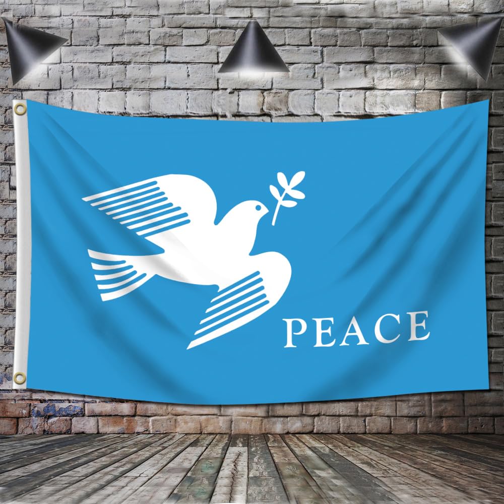 DecrPlus Peace Dove banner used for parade decor with motion.