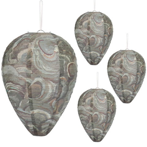 DECYOOL 4-pack dark-green wasp nest decoy ready to hang to deter wasps.
