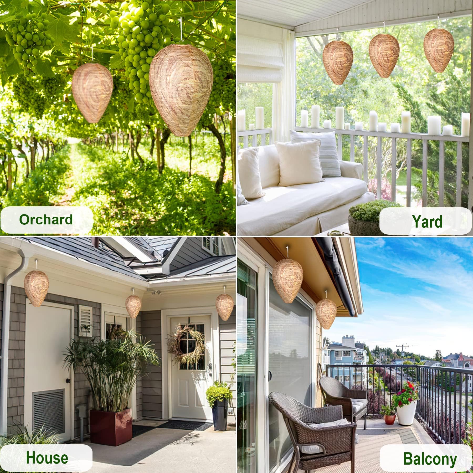 Dark brown color blends with outdoor decor while signaling nest presence for deterrence