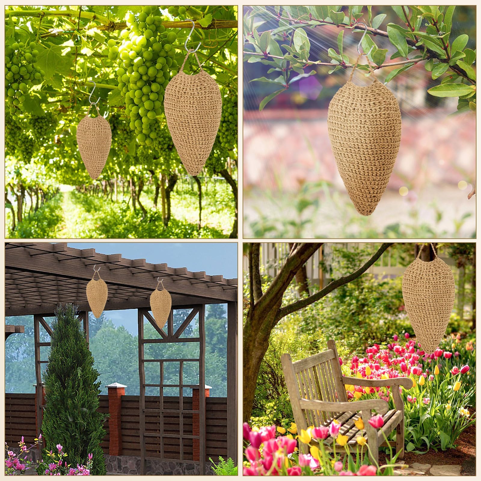 DECYOOL crochet wasp nest decoy with weather-ready design