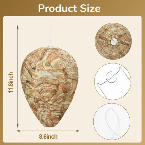 DECYOOL decoy wasp nest hanging brown, easy setup for outdoor protection