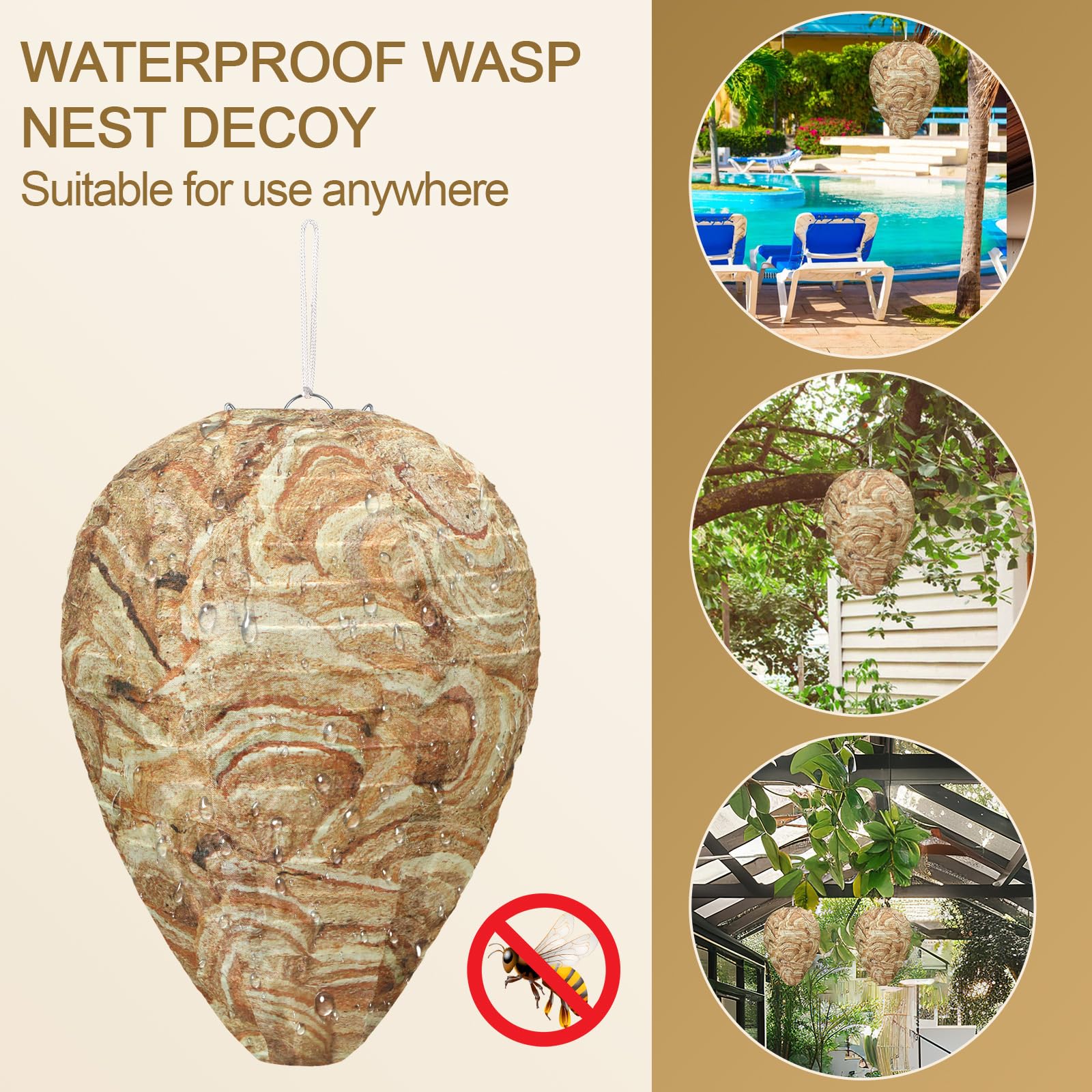 DECYOOL decoy wasp nest brown with water-repellent material withstands rain