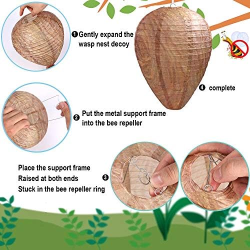 DECYOOL hanging wasp nest decor helps deter wasps around eaves and patios