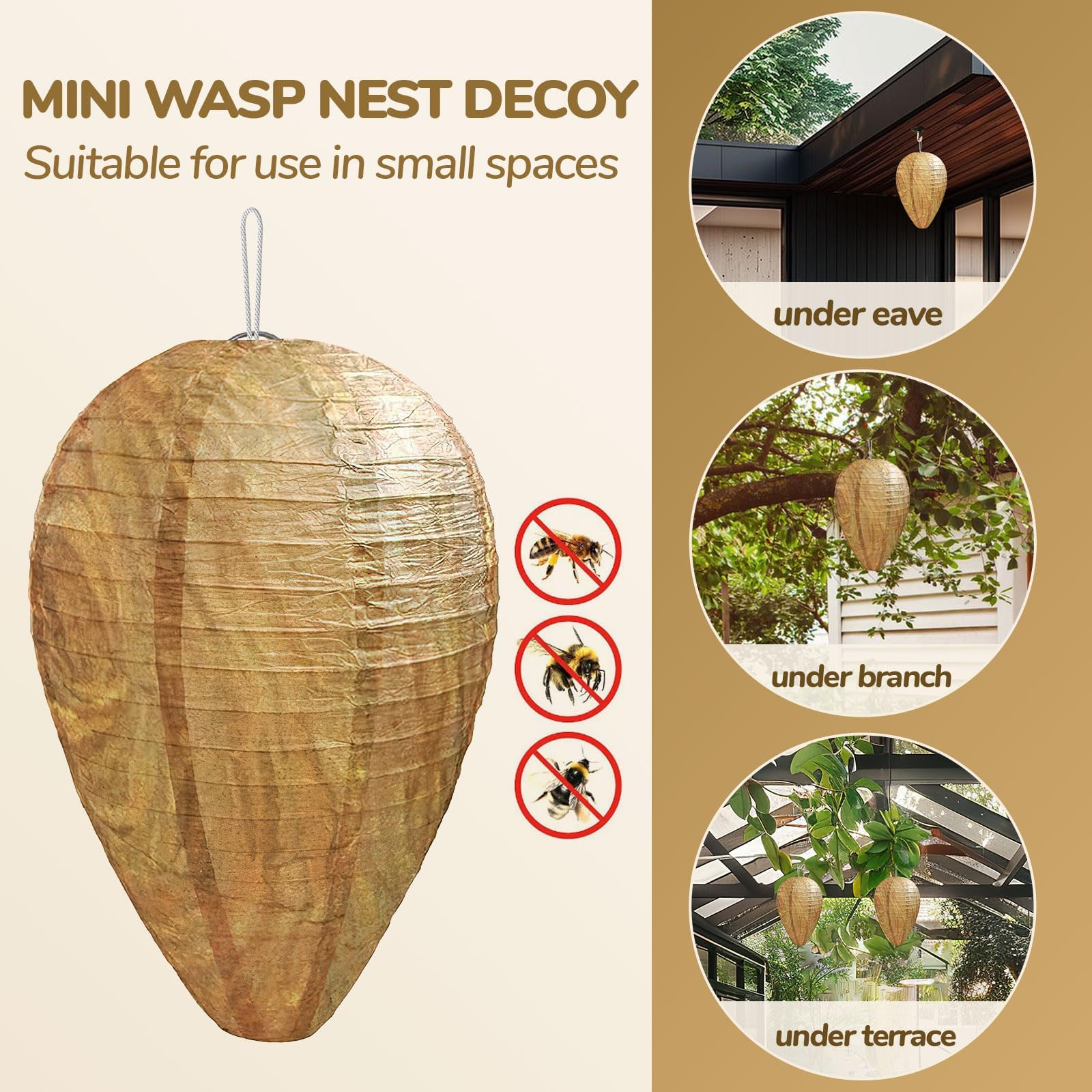 DECYOOL paper wasp nest decoy assembly demonstrates simple, tool-free installation