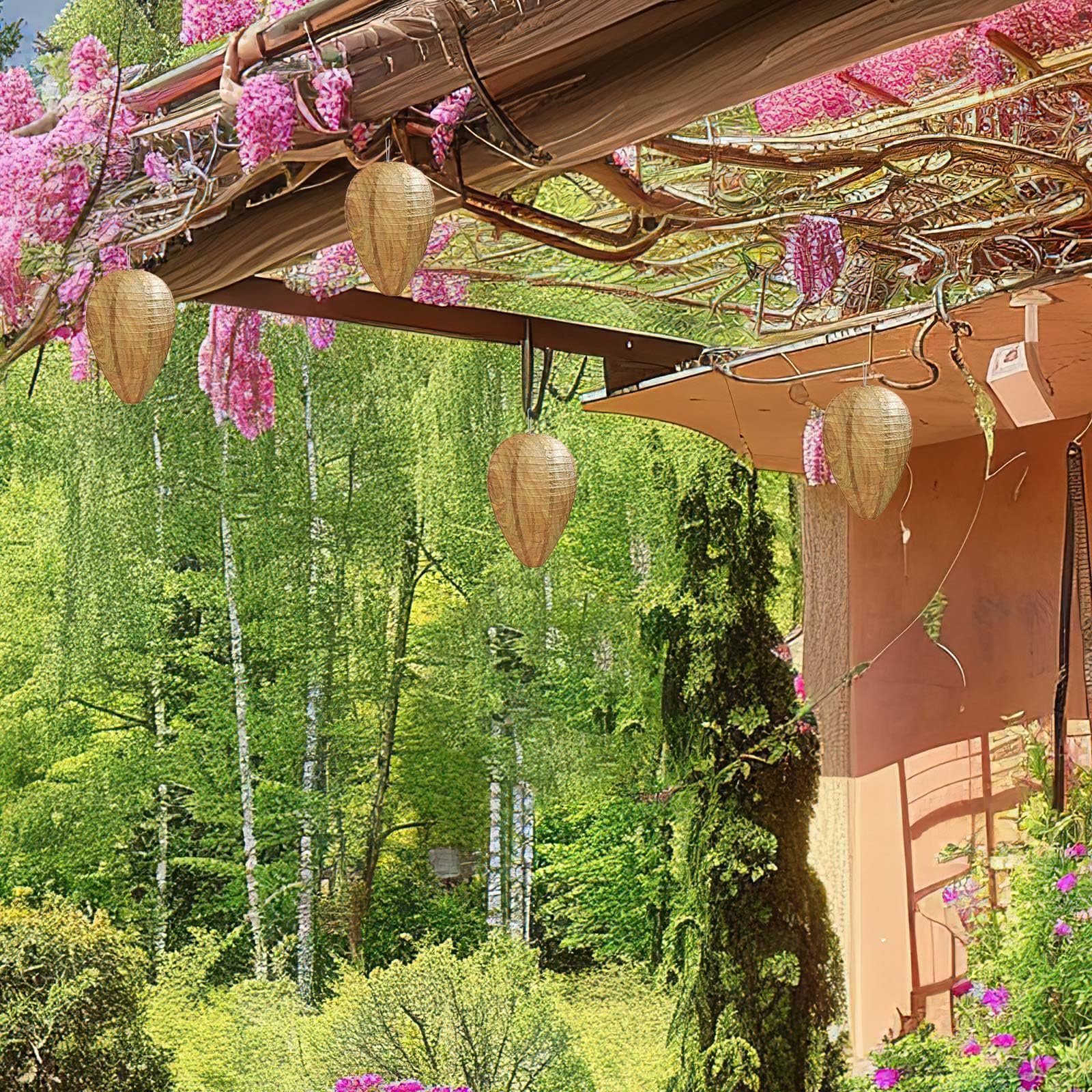 DECYOOL paper wasp nest decoy on deck offers discreet protection for outdoor gatherings