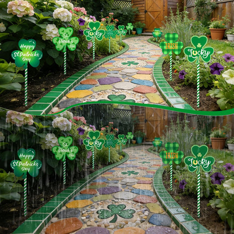 DECYOOL yard sign features shamrocks and festive phrases for celebratory ambiance.