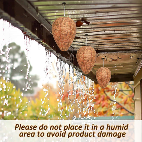 DECYOOL nest decoy over patio creates a visible deterrent presence.