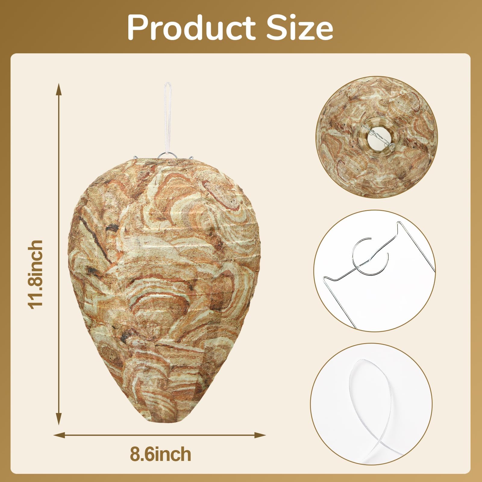 DECYOOL brown nest decoy hanging display demonstrates large size for visibility.