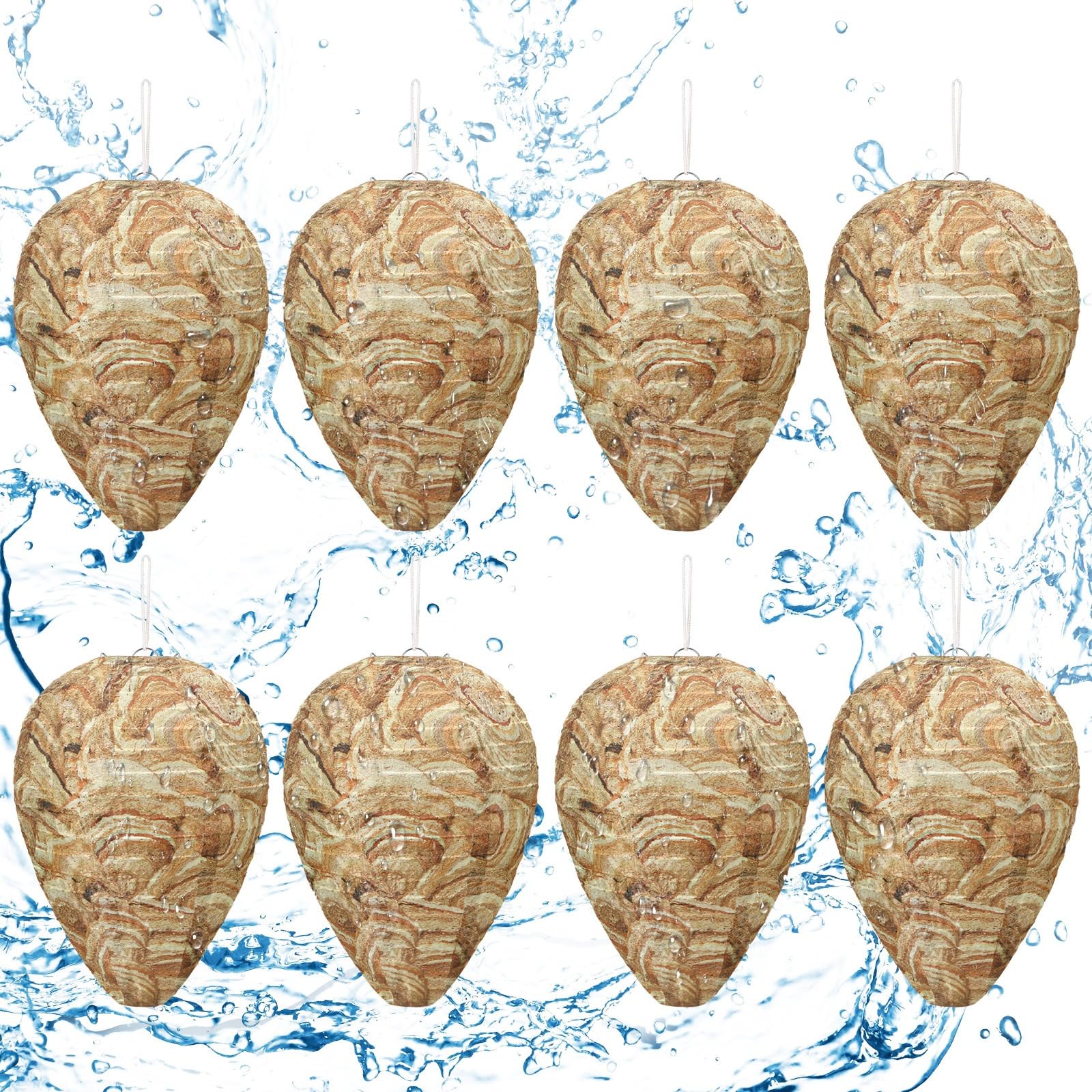 DECYOOL brown wasp nest decoy, 8-pack, outdoor ready for deterrence.