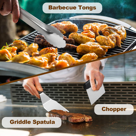 Deedro chopper and scraper for precise griddled cuts.