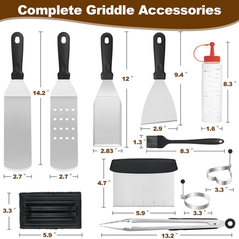 Deedro long-slotted spatula in action for flipping burgers.