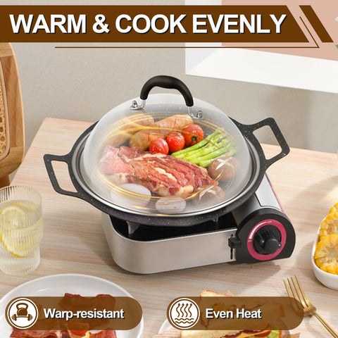 Deedro heat-resistant plastic handle; stay cool while lifting hot lids safely.