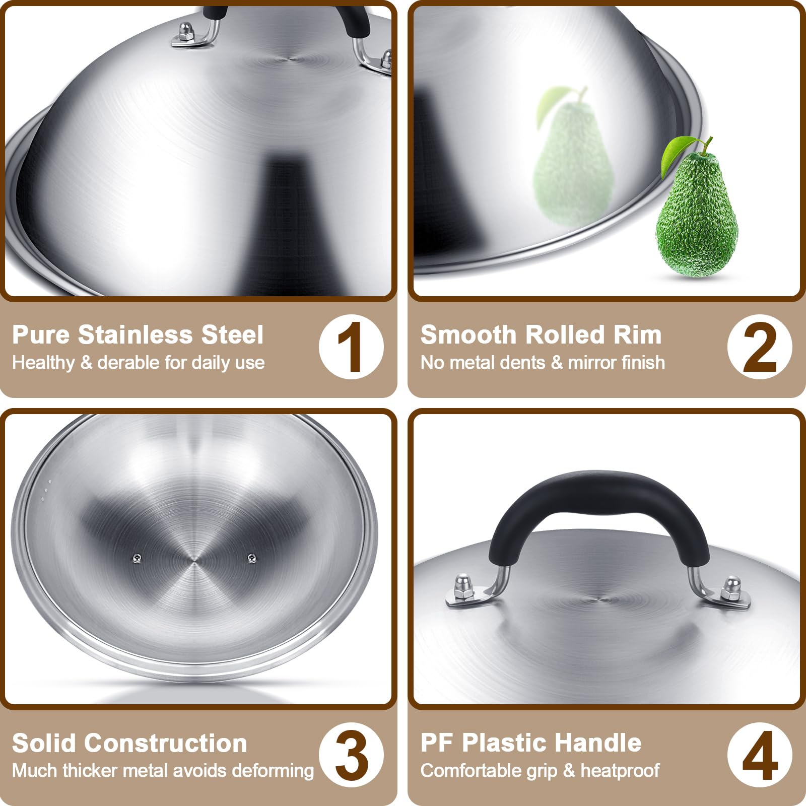 Deedro heavy-gauge stainless-steel construction; resists warp and keeps shape under high heat.