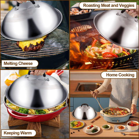 Deedro steam-cover for vegetables; traps moisture for crisp-tender results.