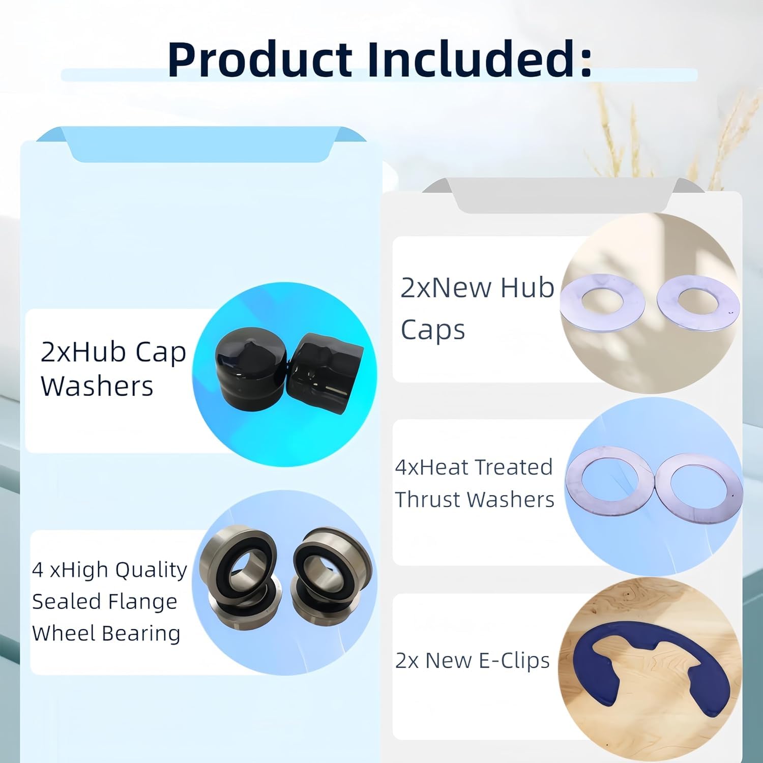 DEEG dust caps protecting bearings from moisture and dirt
