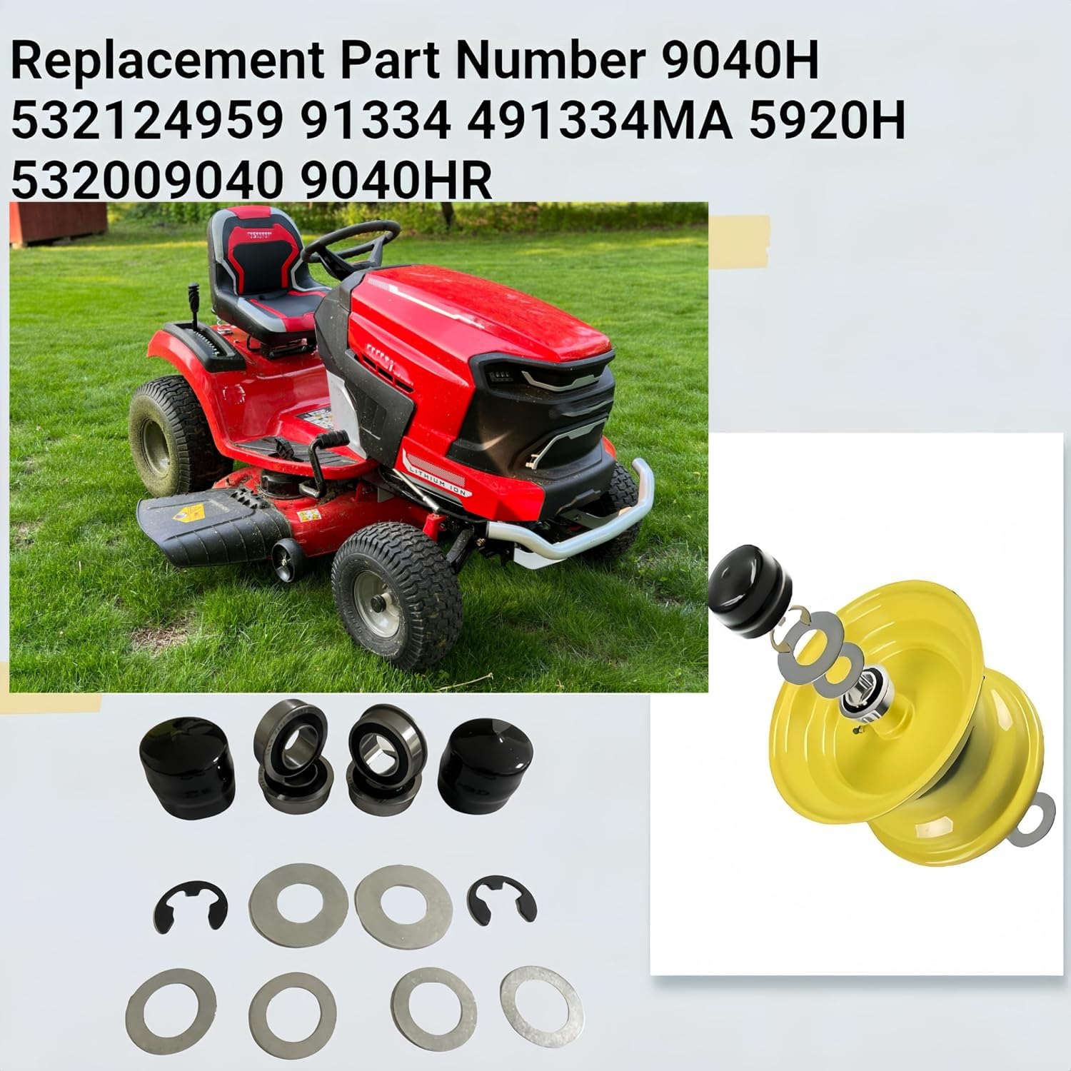 DEEG washers in multiple sizes for snug mower fit