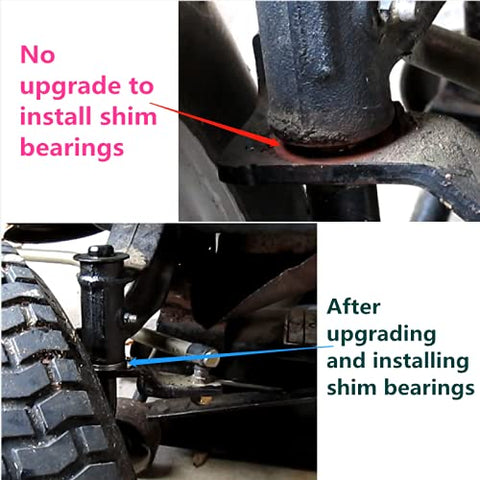 DEEG front wheel hub caps and washers improve wheel stability during mowing
