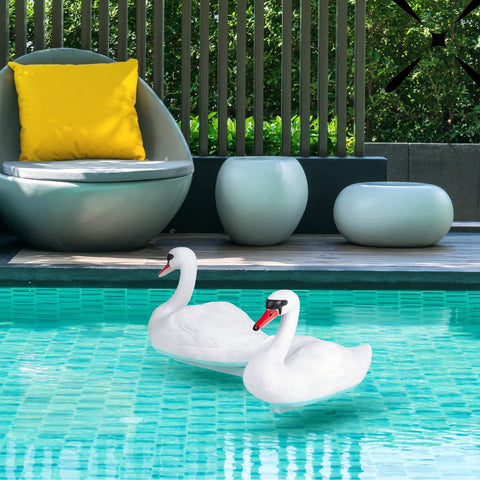 Deekin outdoor swan decoy enhances ambiance and deters wildlife.