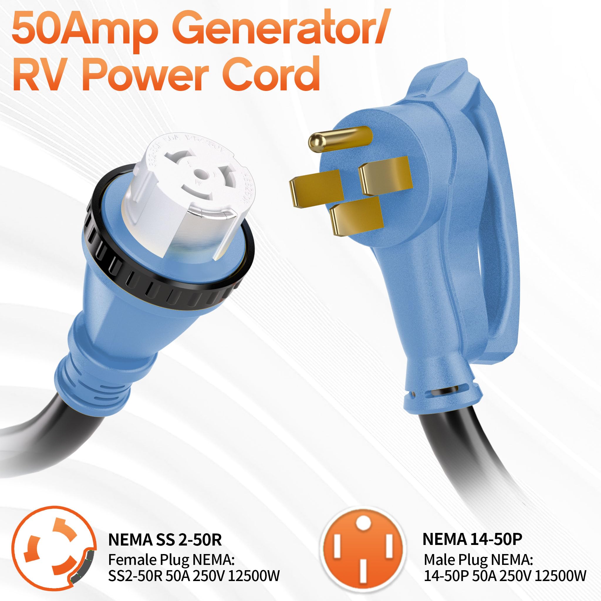 Deeklify 50A NEMA 14-50P provides solid RV and camper power connections.