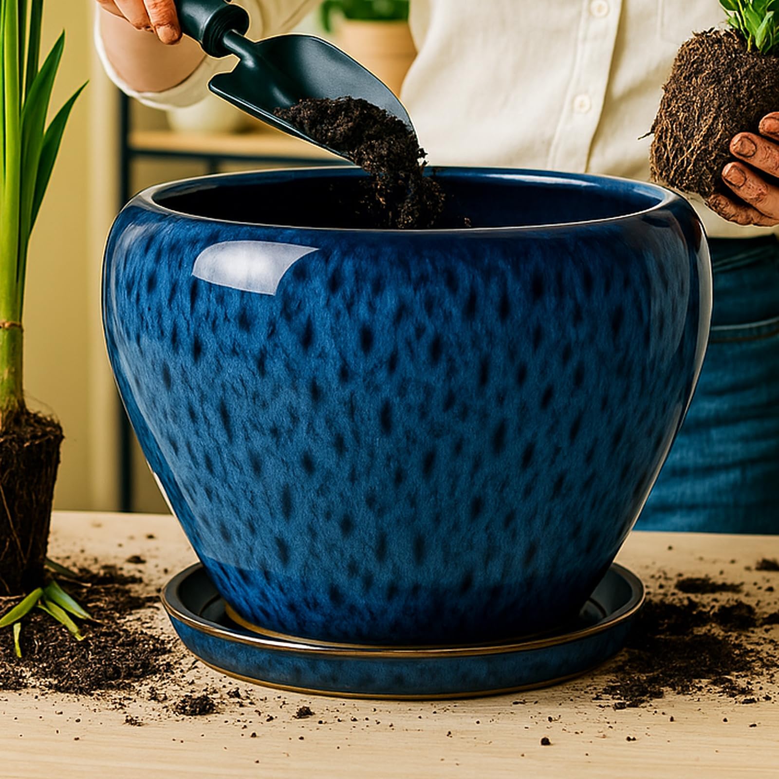 Deep Dream round plant pot for versatile indoor or outdoor use.