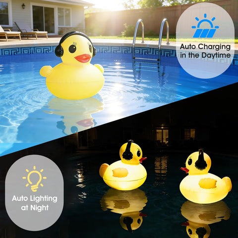 DeeprBetter duck pool light illuminates night for outdoor parties.