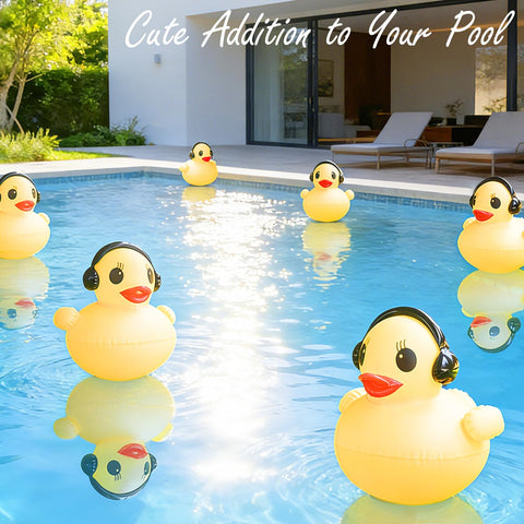 DeeprBetter solar powered pool light duck enhances garden spaces after sunset.