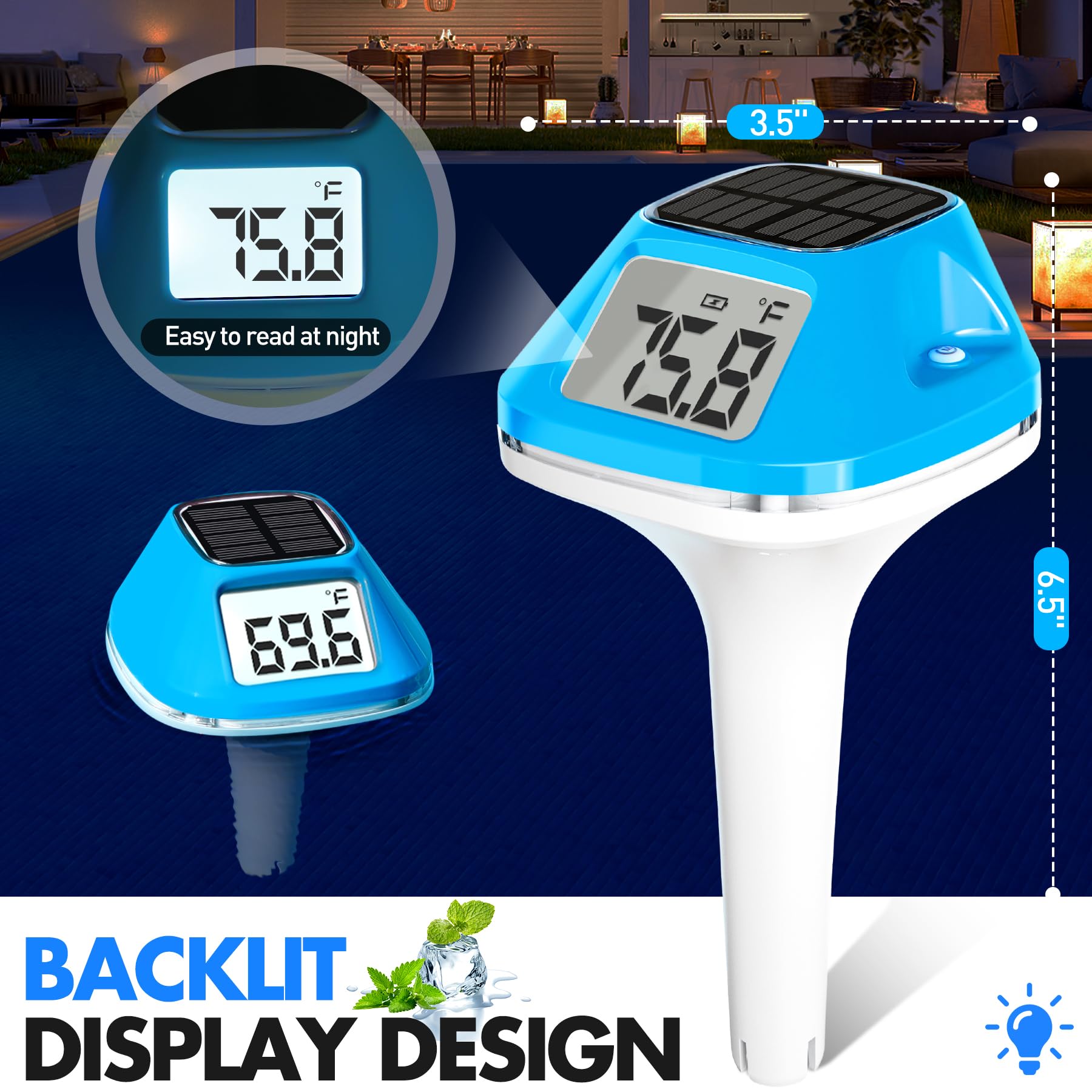 DeeprBlu XL backlit LCD display provides clear night readings.