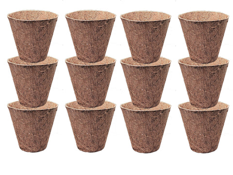 Deepthi 3-Inch coco coir pots for seedling start indoors, promoting healthy roots.