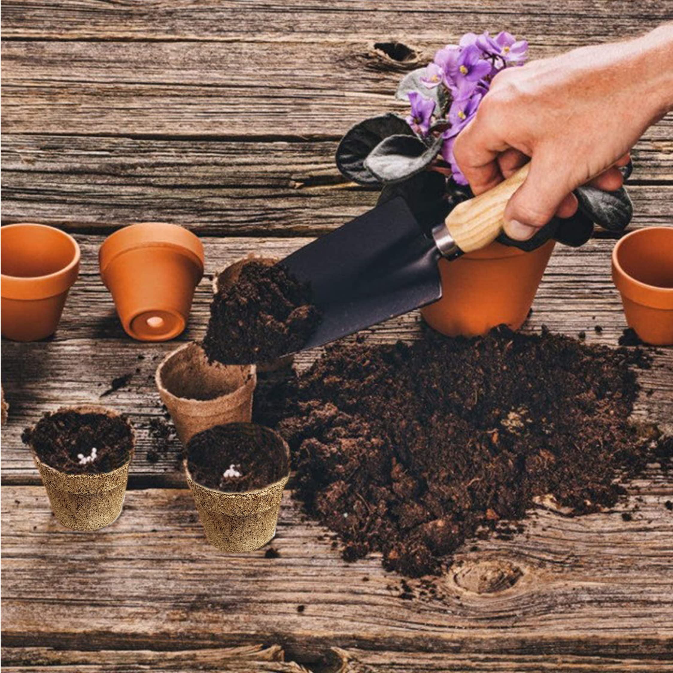 Deepthi eco-friendly garden pots made from coir for sustainable planting.
