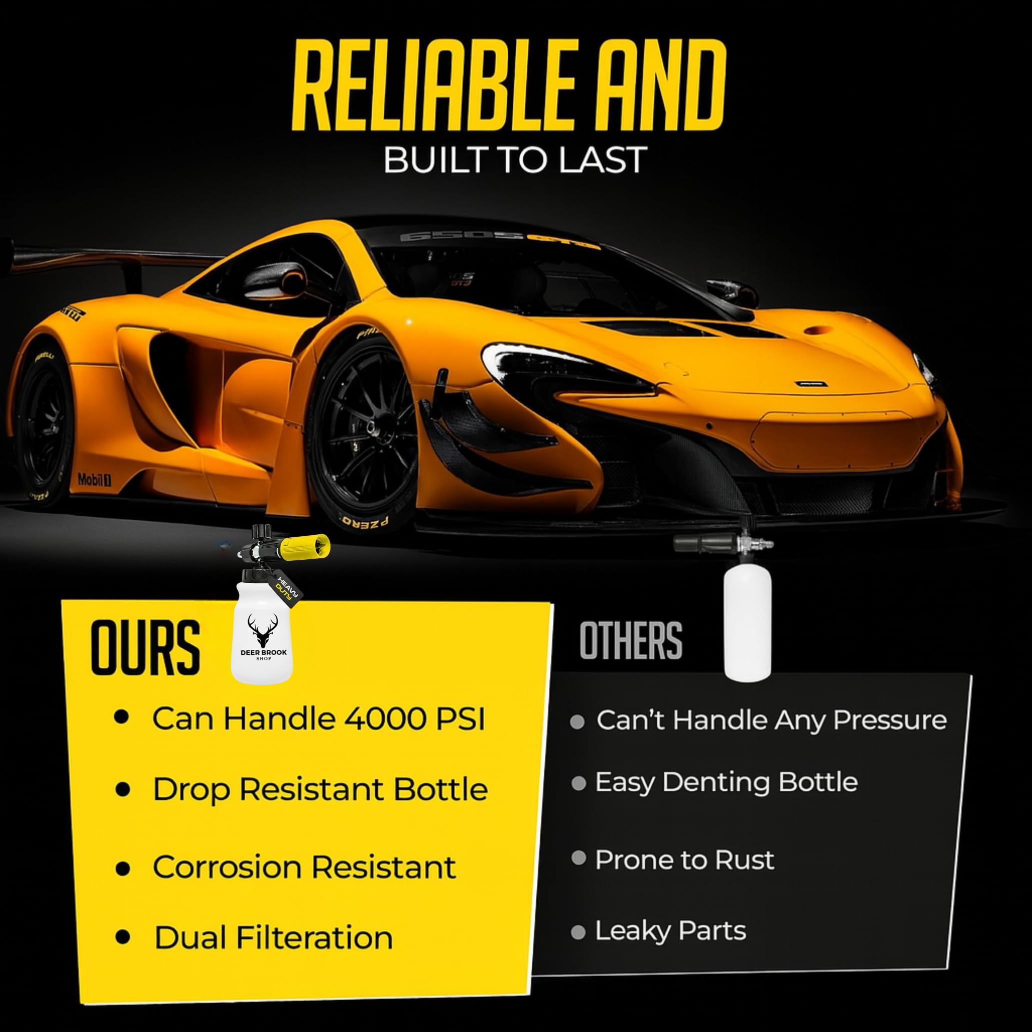 Deer Brook Shop Hornet Foam Cannon 1-liter bottle reduces refills during detailing