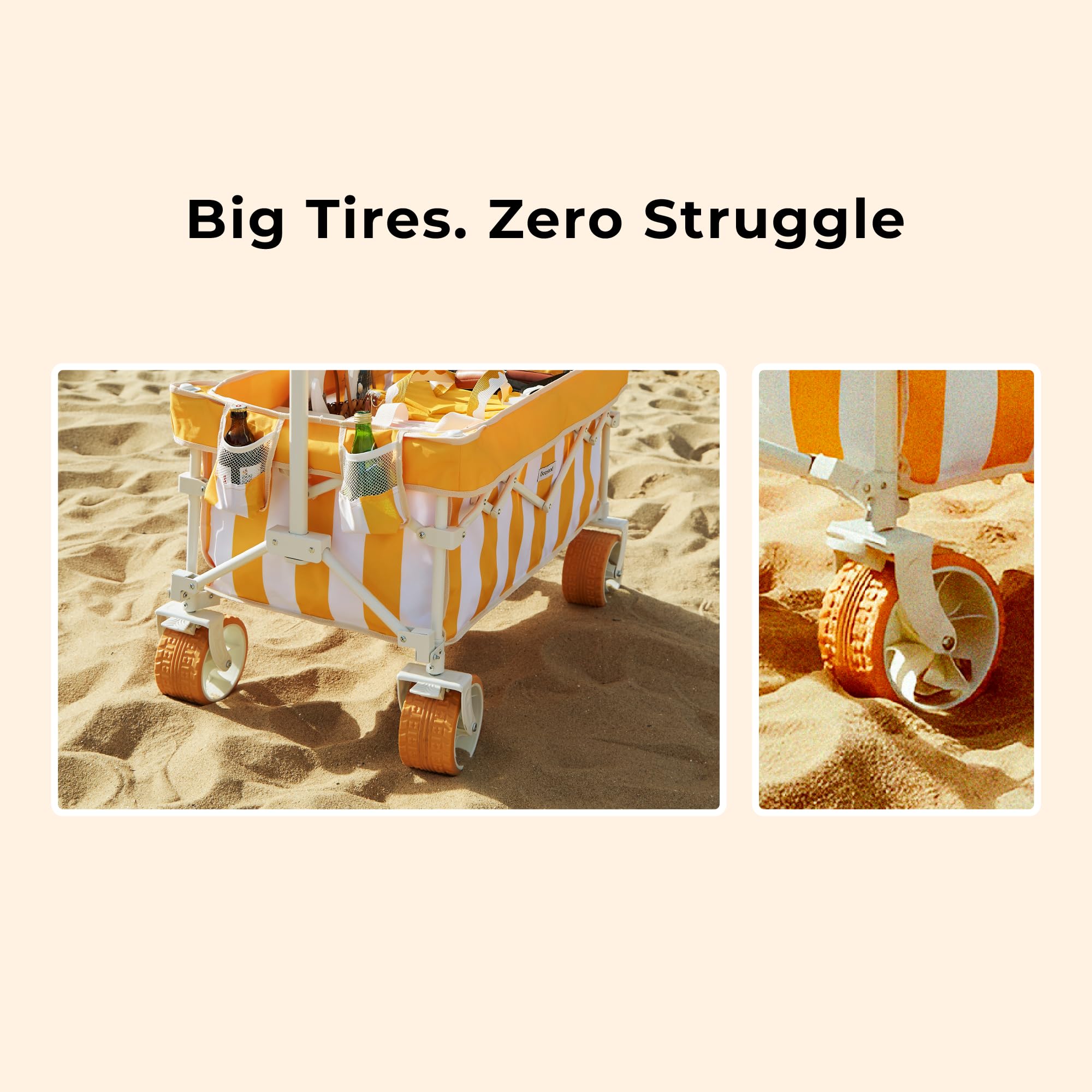 DEER LAND Beach Wagon high-capacity cargo area for chairs, umbrellas, and towels.