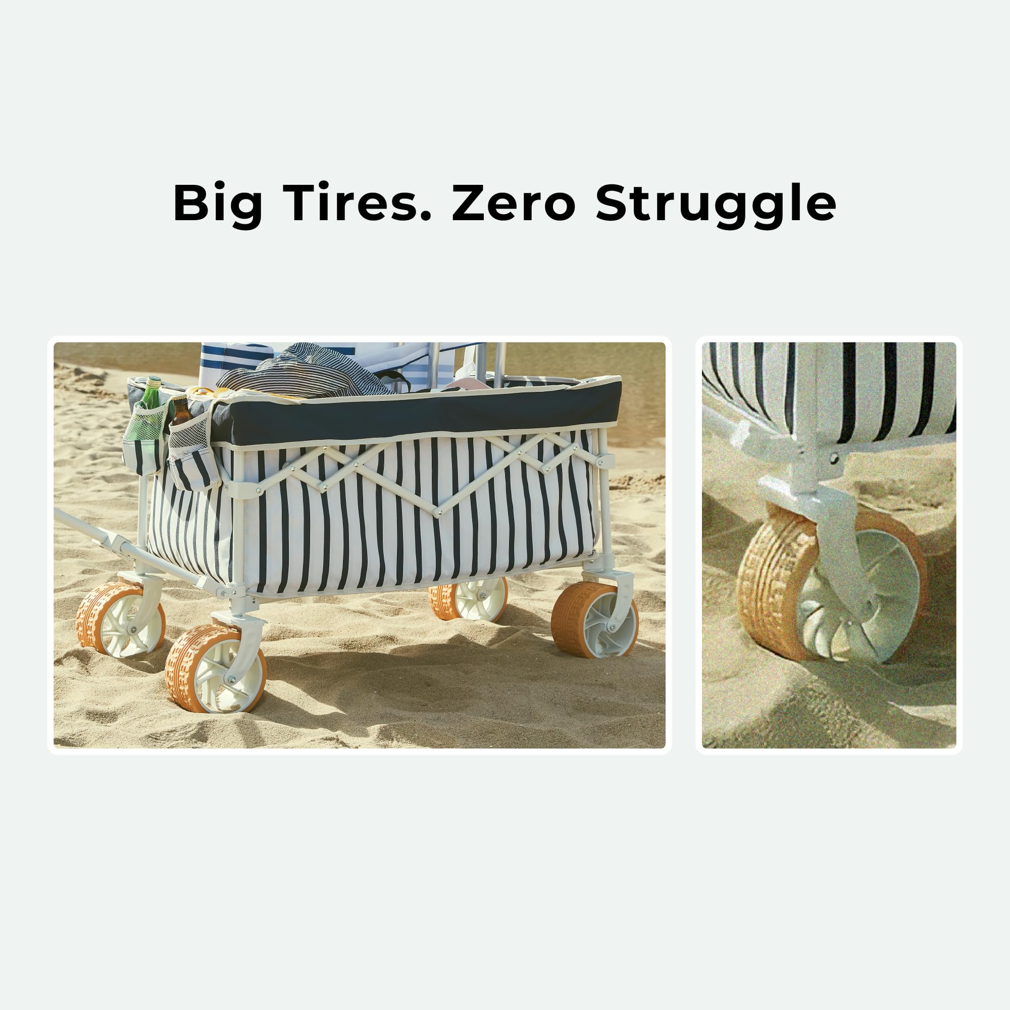 DEER LAND Beach Wagon with large capacity carries chairs, umbrellas, and coolers.