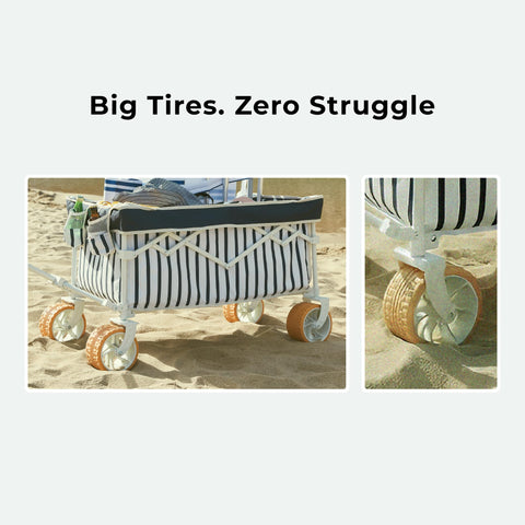 DEER LAND Beach Wagon with large capacity carries chairs, umbrellas, and coolers.