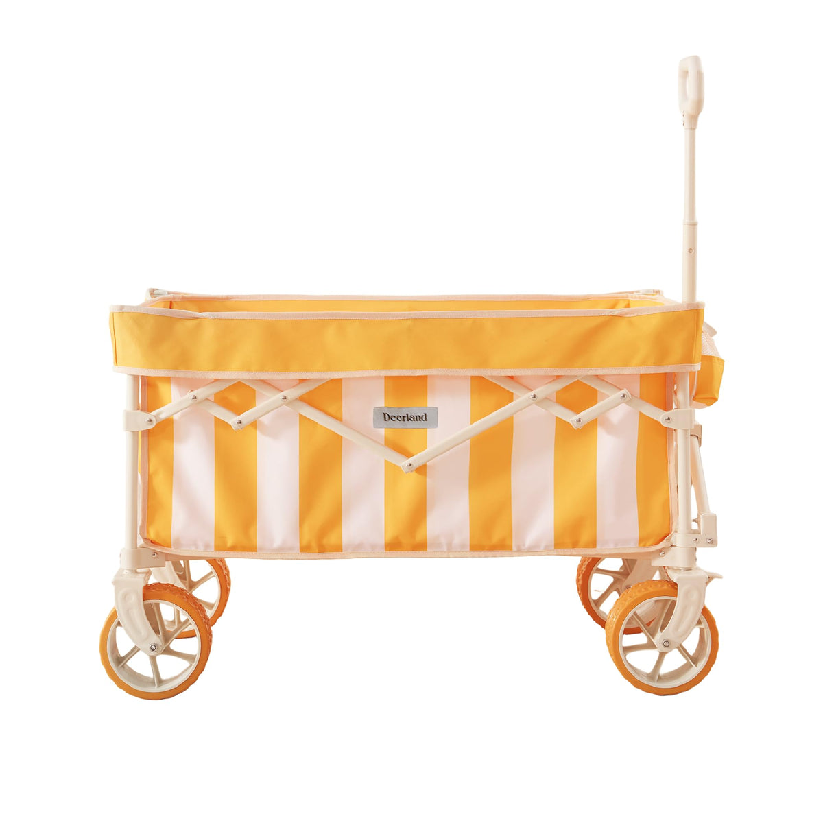 DEER LAND Beach Wagon with 6.7-inch fat tires on sand enables easy hauling.