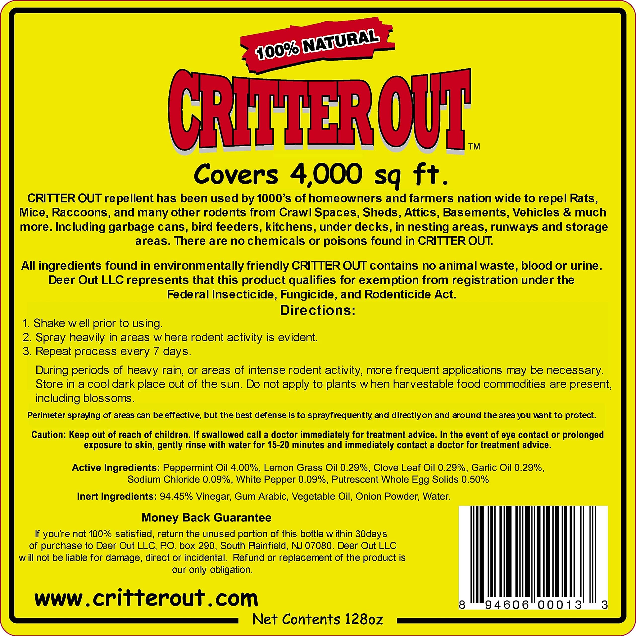 Critter Out application near wiring and walls to deter pests