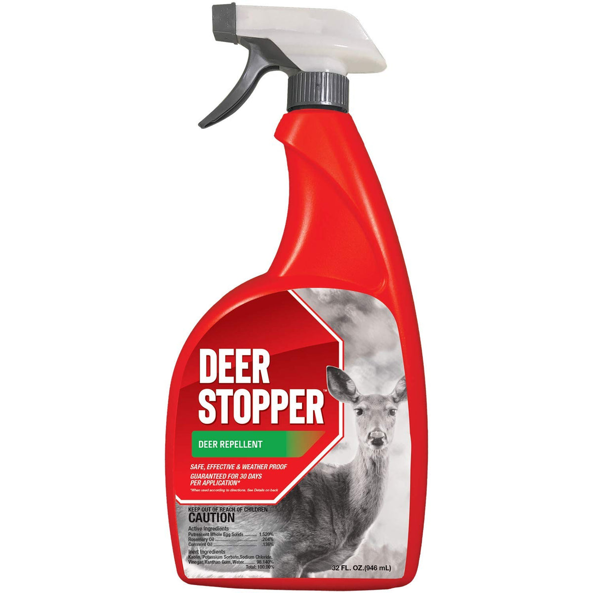 Deer Stopper liquid bottle pour for easy outdoor application and targeted garden protection.