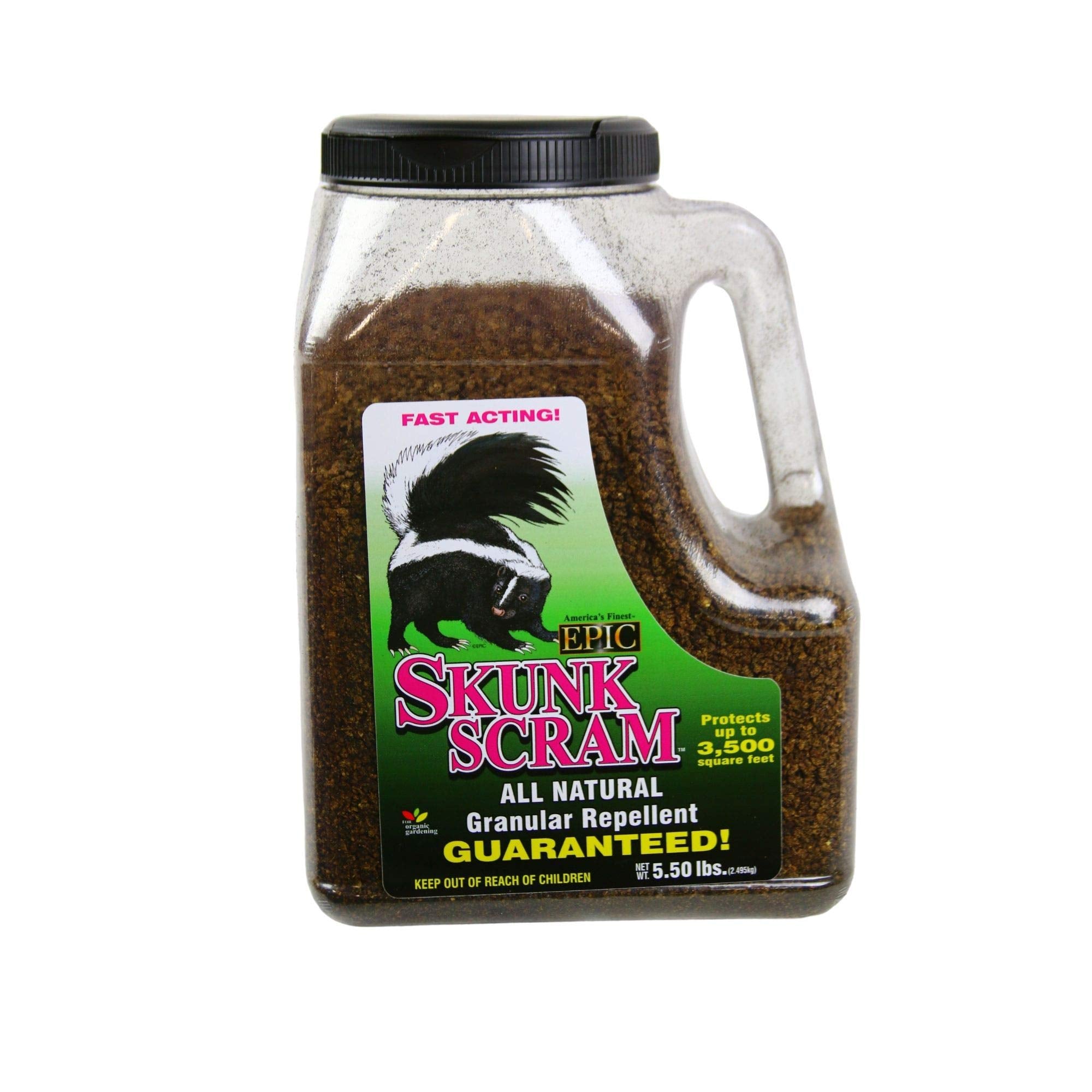 DeerScram Epic 02120 granular skunk repellent protects yards from skunk activity