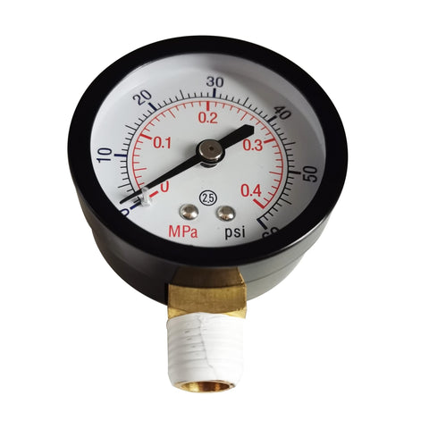 Stainless steel body of the DEF gauge for durable pool use.