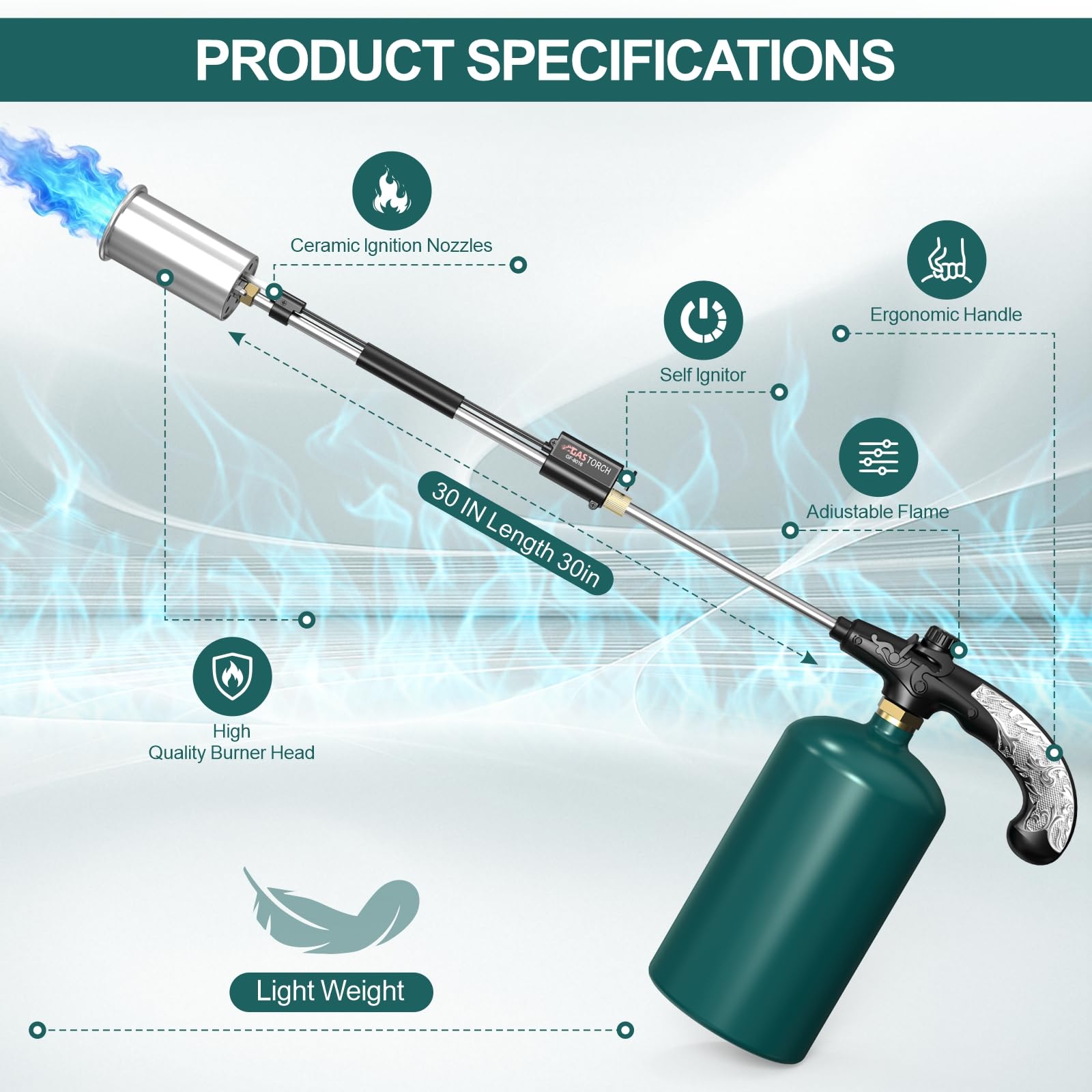Defabee handheld ergonomic torch provides comfortable handling during extended use.