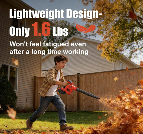 DeForce electric leaf blower 190 mph turbo mode powers heavy debris.