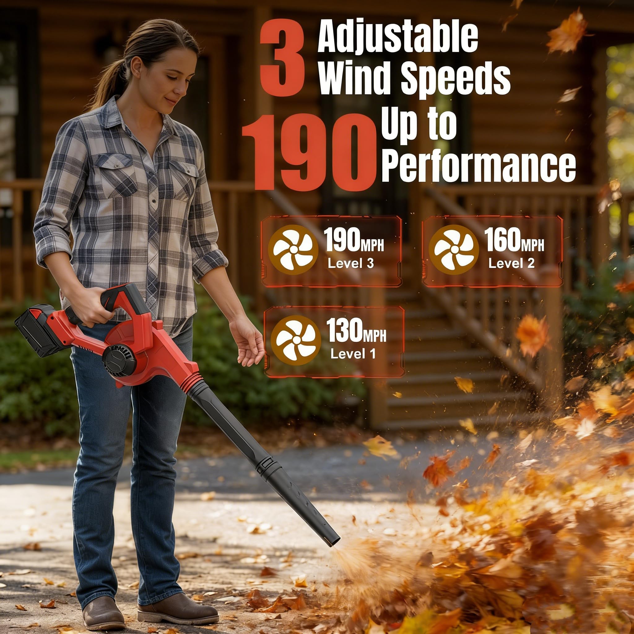 DeForce electric leaf blower 3-speed settings for versatile airflow.