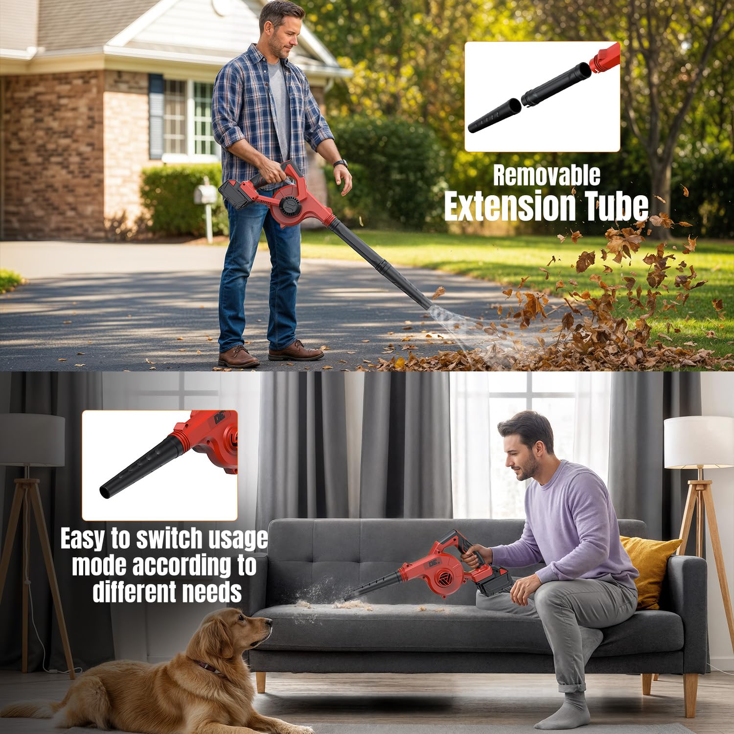 DeForce electric leaf blower lightweight ergonomic design reduces fatigue.