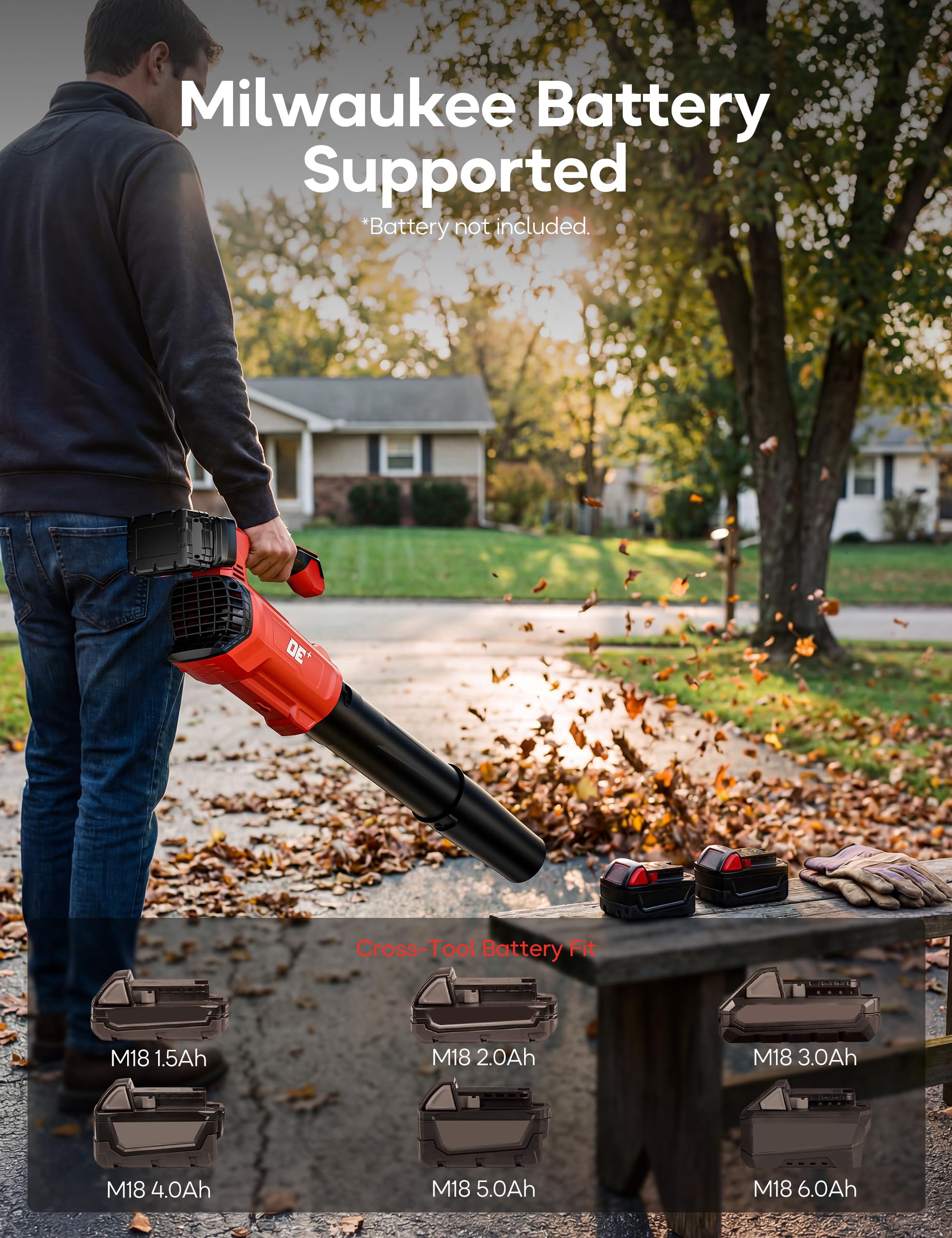 DeForce cordless blower with adjustable handle for ergonomic operation