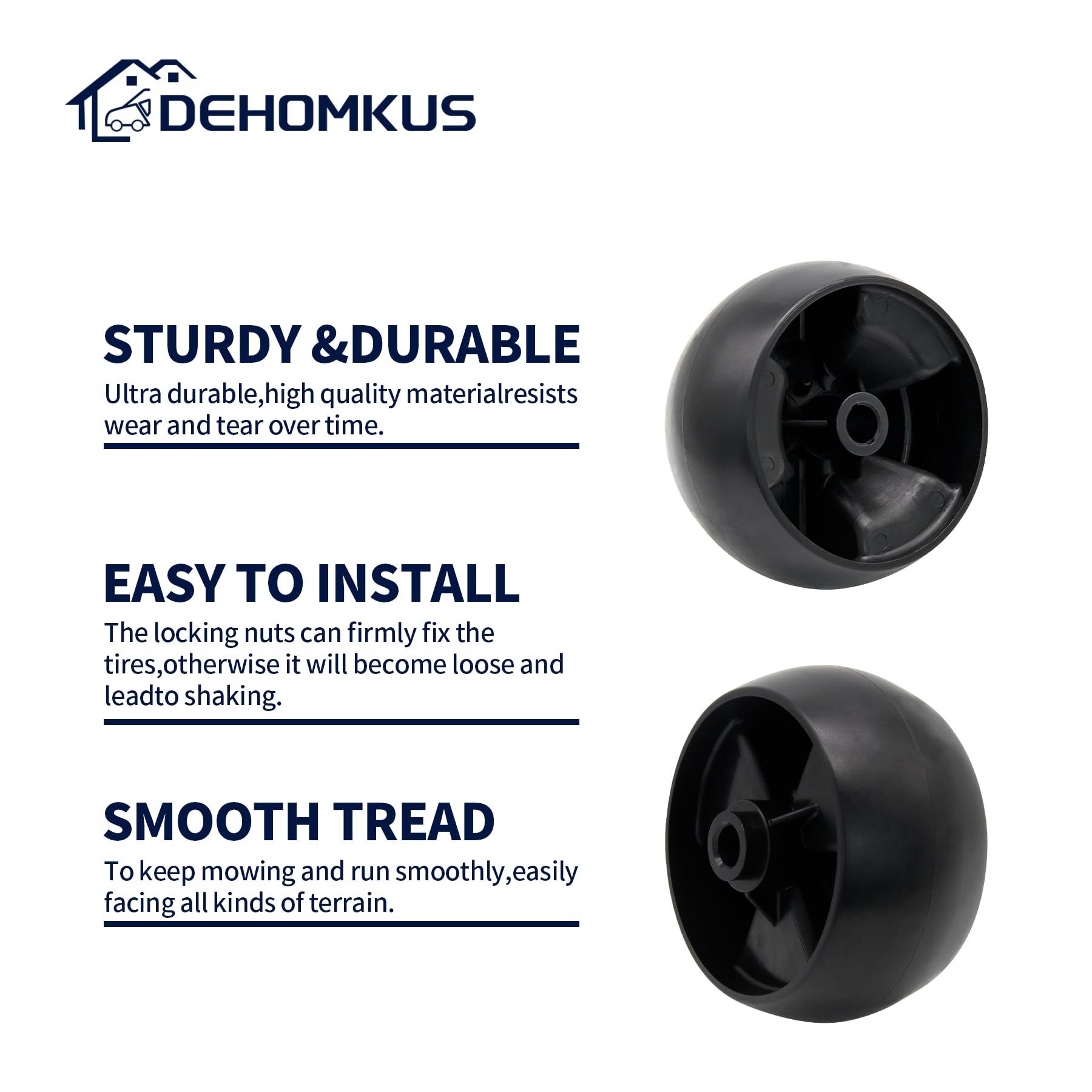 DEHOMKUS deck wheels kit 734-04155 mounting holes for easy replacement.